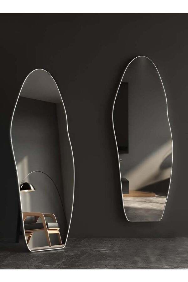 Taimi-Large Elegant Design Mirror 165x60cm-full Length Mirror With White Metal Frame And Back Stand 1