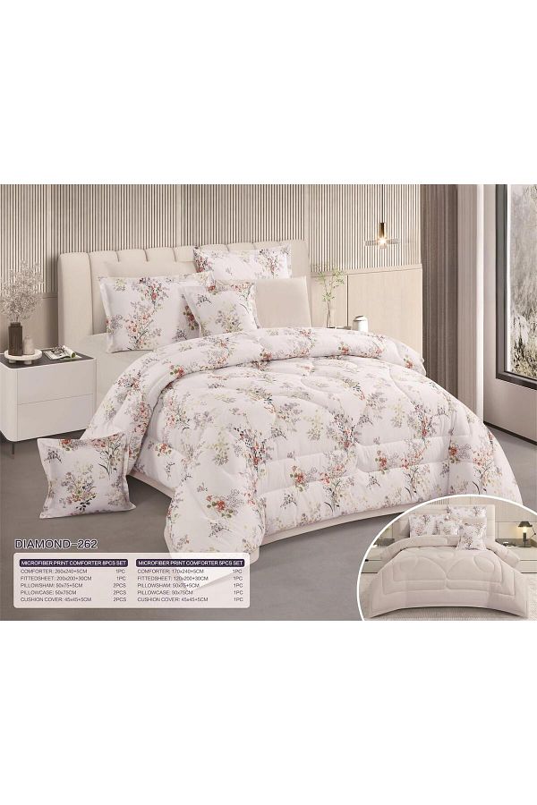Generic-Two-sided bedspread, one side is patterned and the other is plain, filled with 100% microfiber, for two people, 8 pieces 1