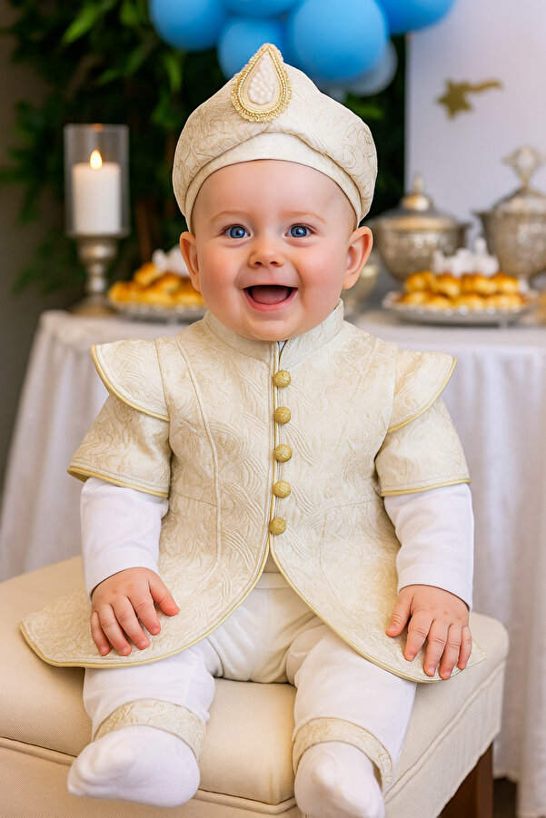 Cherub Baby Erkek Bebek Mevlütlük Şehzade Sünnetlik Sünnet Kıyafeti Erkek Çocuk Hediye Bebek Hediyelik