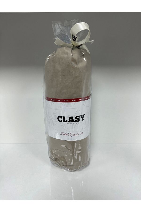 Clasy-Ranforce Single Elastic Sheet Set - Plain Light Brown 1