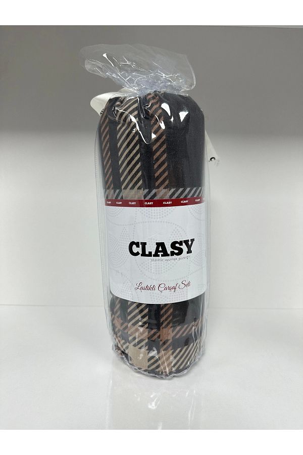 Clasy-Σετ σεντόνια Ranforce Single Elastic - Μαύρο και πολύχρωμο σχέδιο 1