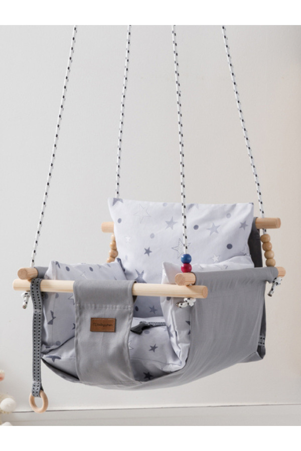 babywho Bw2210 - Ahşap Çocuk Salıncak - Emniyet Kemerli - Ev Salıncağı