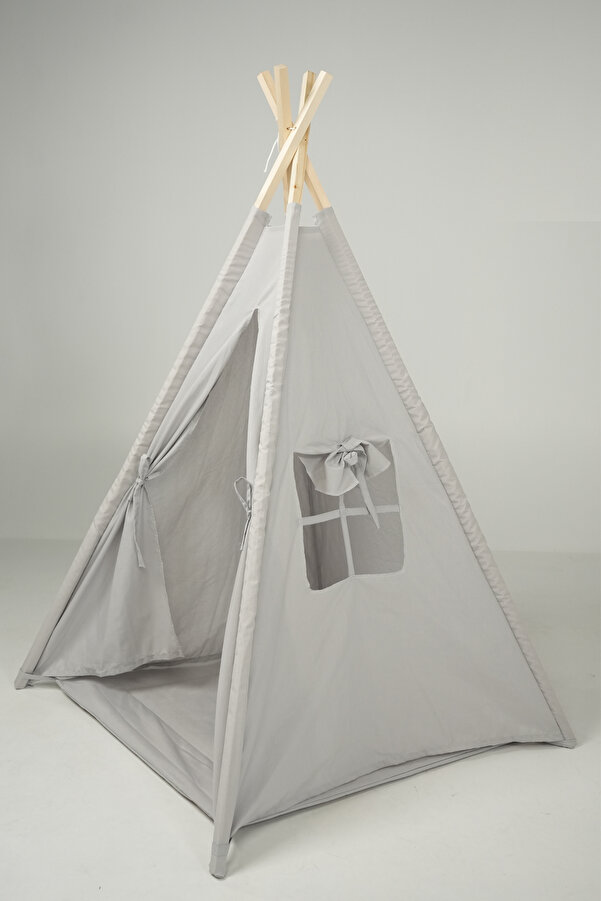 Irk Lemoon Çocuk Kızılderili Ahşap Direkli Geniş Oyun Çadırı ve Minderli Ev & Bahçe Oyun Alanı