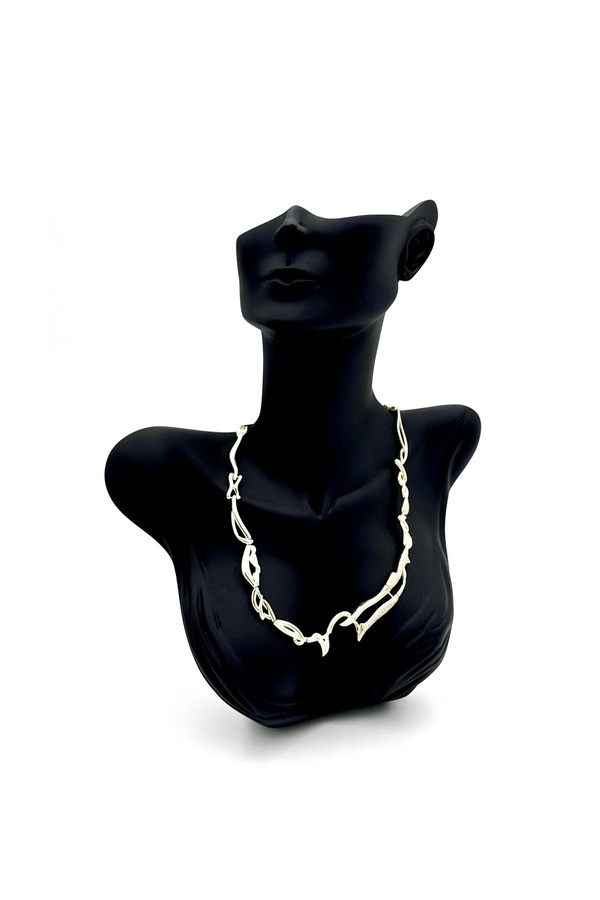 ELİOSA-Steel Silver Tarnish Two Color Zircon Stone Gold Necklace 1