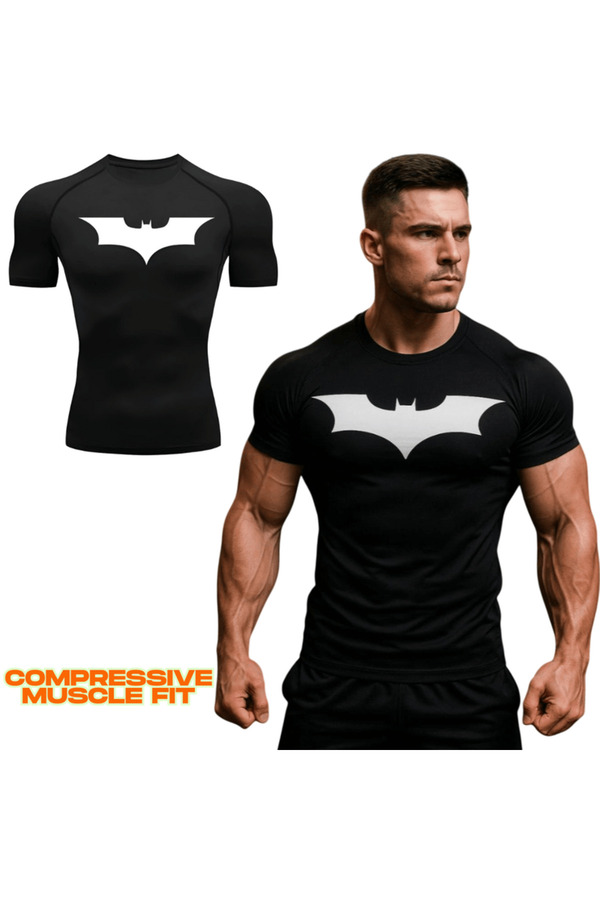 Joynest-Men's Compression T-Shirt, Batman Xl Model, Gym Compressive Muscle Fit/black 1