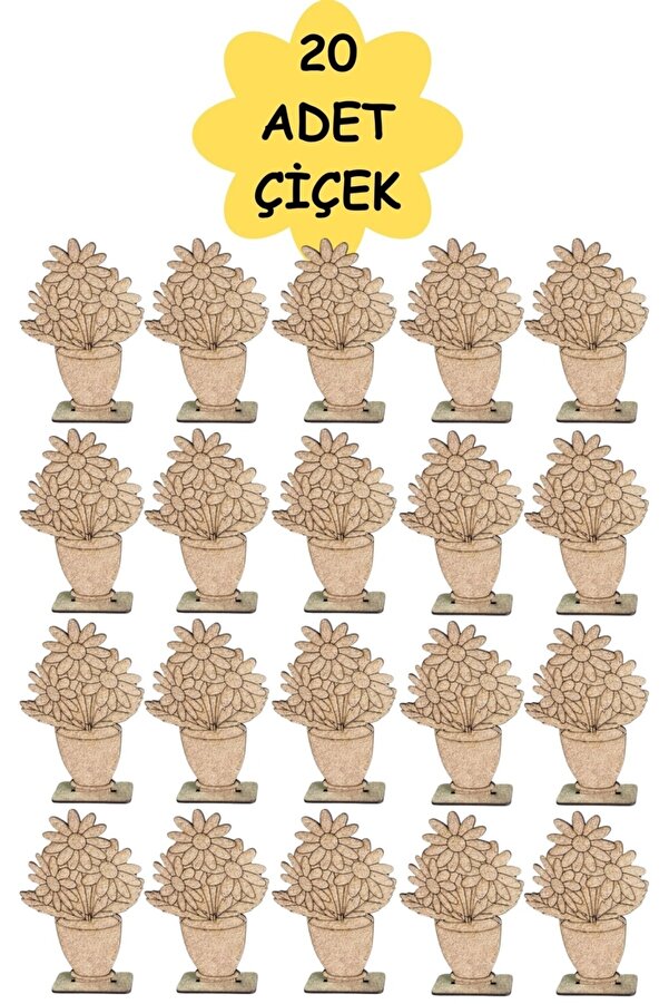TOTTERİQ Vazo Cicek 20 li Vazolu Çiçek Ahşap Oyuncak Aktivite Karne Hediyesi Yaz Okulu Kreş Anaokulu