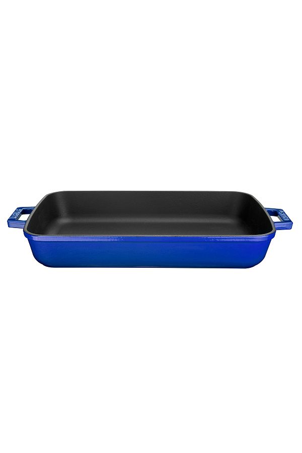Lava-Cast Rectangular Rosto and Oven Tray Cast Iron Solid Double Handle Size 26x40cm 1