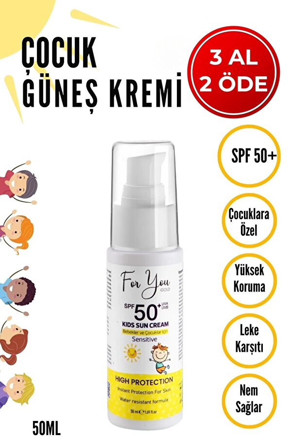 For You Gold Bebek Ve Çocuklar Için Spf50+ Çok Yüksek Koruma Faktörlü Güneş Kremi