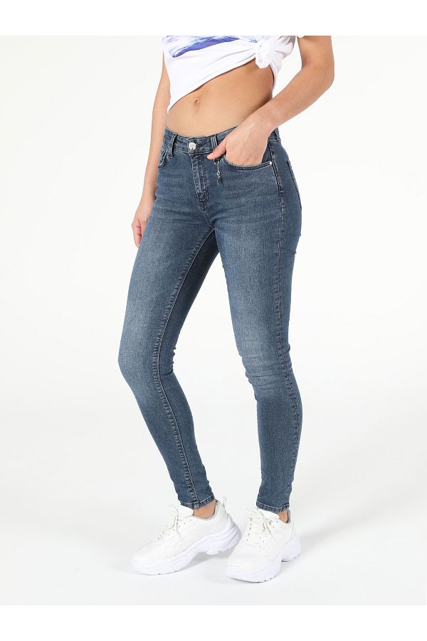 Colin's-Pantaloni de blugi pentru femei, cu talie mijlocie, cu picioare înguste 1