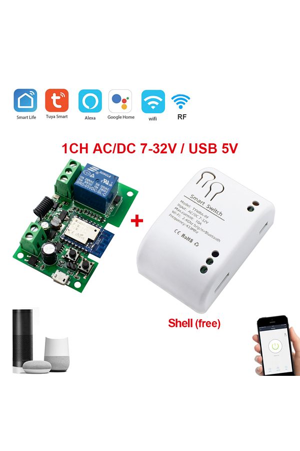 Choice-Ac Dc 7-32v Case Wifi Smart Garage Door Opener Switch Sliding Gate Controller Work With Alexa Echo 1