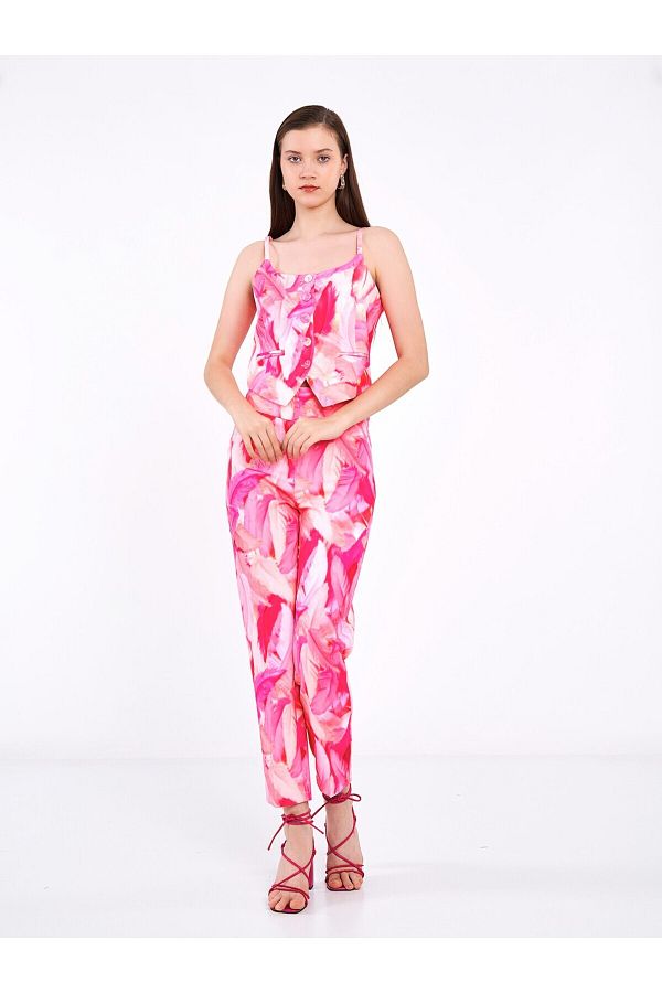 Swass-Limited Edition Pink Feather Pattern Trousers 1