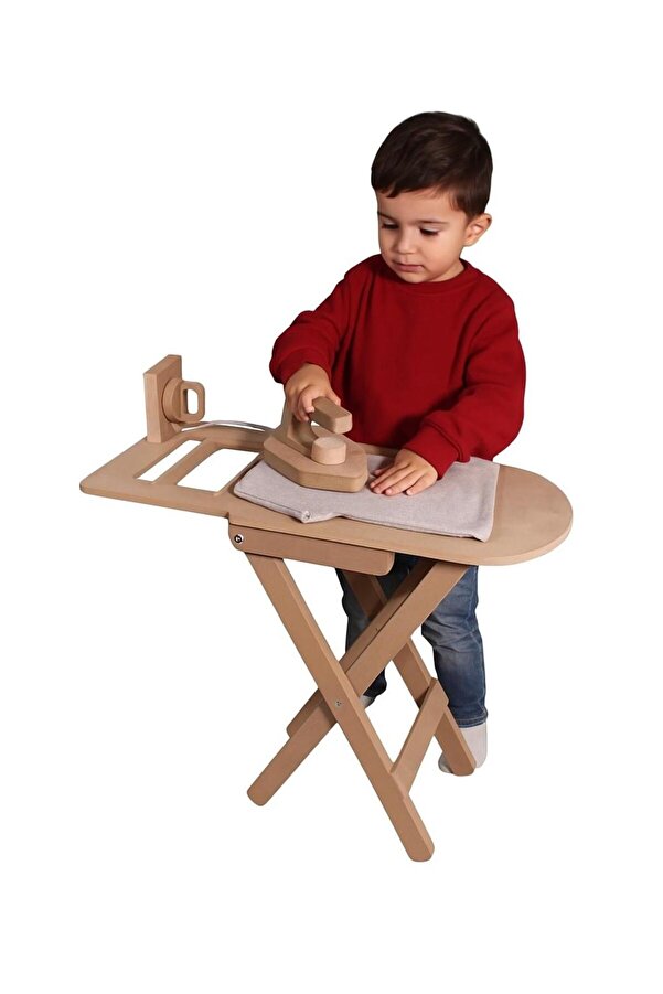Özka Hobi Ahşap Ahşap Mdf Montessori Eğitici Oyuncak Ütü Seti ( 57x53x27 Cm) 1 Adet 110 Cc Boya Hediye