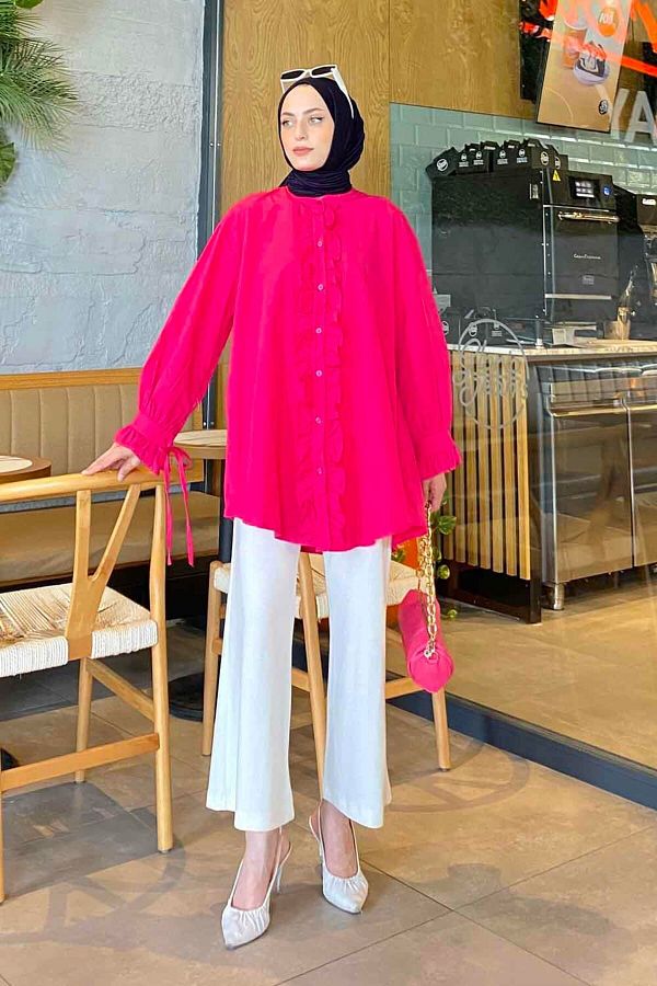 lamelif-Flores Ruffled Tunic Fuchsia 1