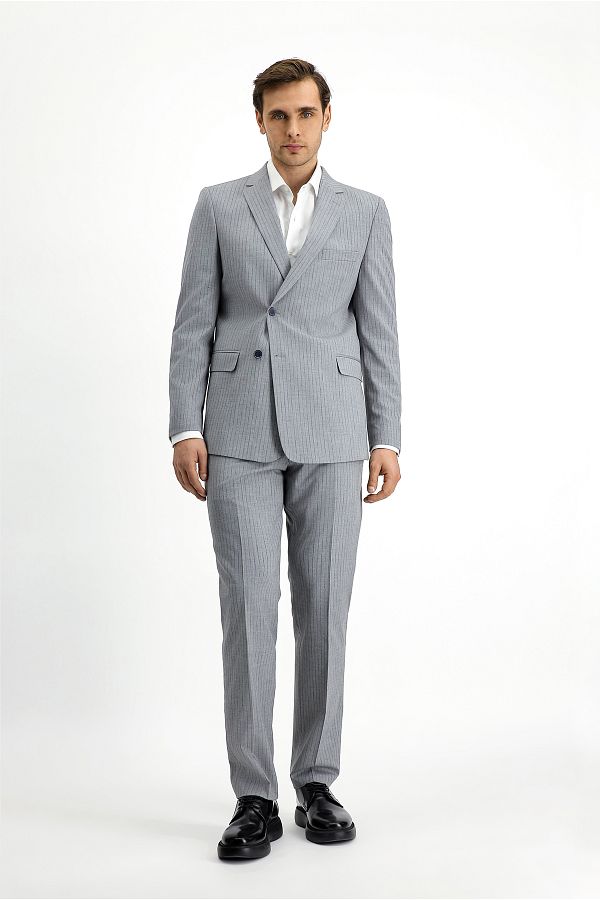 Kiğılı-Regular Fit Striped Double Breasted Suit 1