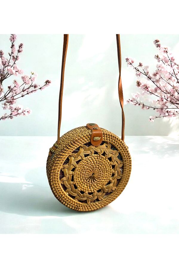 SepetçiBaba-Straw Bag Round Patterned 1