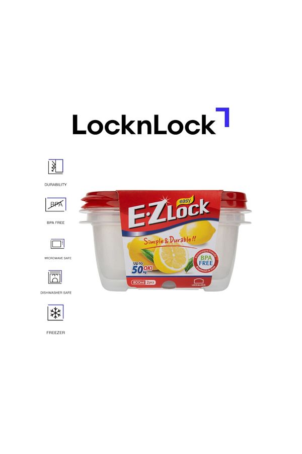 locknlock-EzLock Rectangle Container Set - 800ml (Set of 2) 1