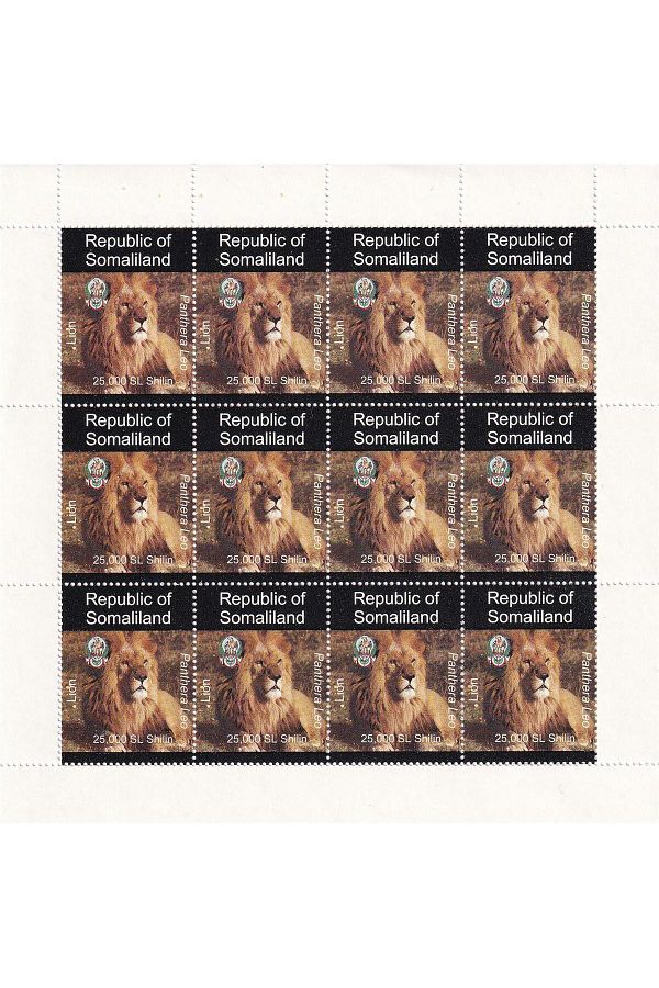 Benim Koleksiyonum-Somaliland, Cto, Lion (Panthera Leo) Block Stamp with Lace 1