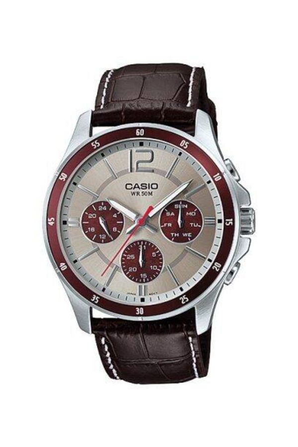 Casio-ساعة كاسيو للرجال بمينا فضي تناظري - MTP-1374L-7A1VDF 1