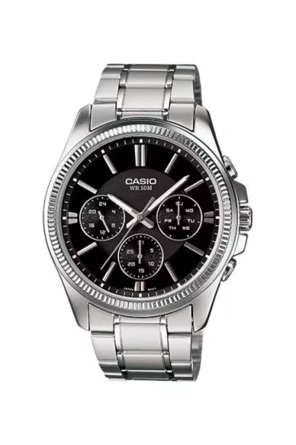 Casio-ساعة كاسيو للرجال بمينا أسود تناظرية - MTP-1375D-1A 1