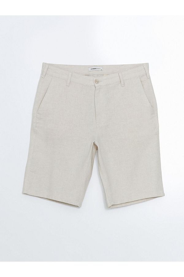 LC Waikiki-Regular Fit Linen Blend Fabric Stylish and Comfortable Men's Shorts 1