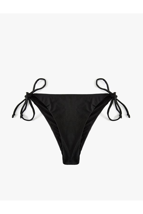 Koton-Drawstring Brazilian Bikini Bottom with Low Waist Back Drape Detail 1