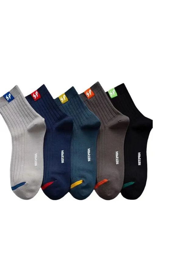 Generic-5Pairs Men's Fashion Ribbed Pattern Socks,Unisex Comfortable Athletic Socks,95% Polyester,5%Spandex 1