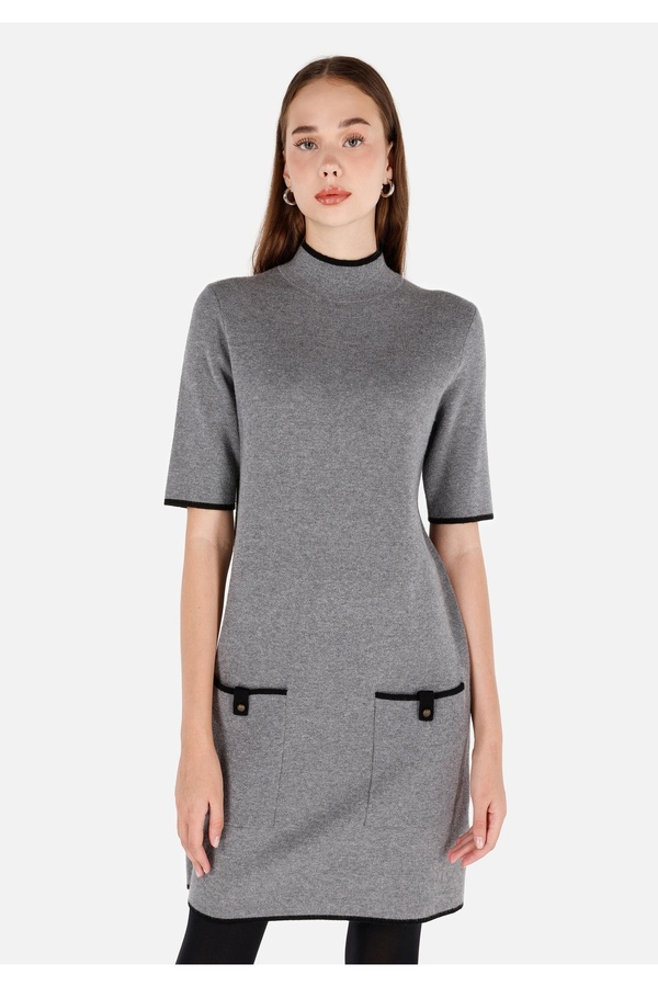 Colin's-Regular Fit Women's Gray Short Sleeve Dress 1