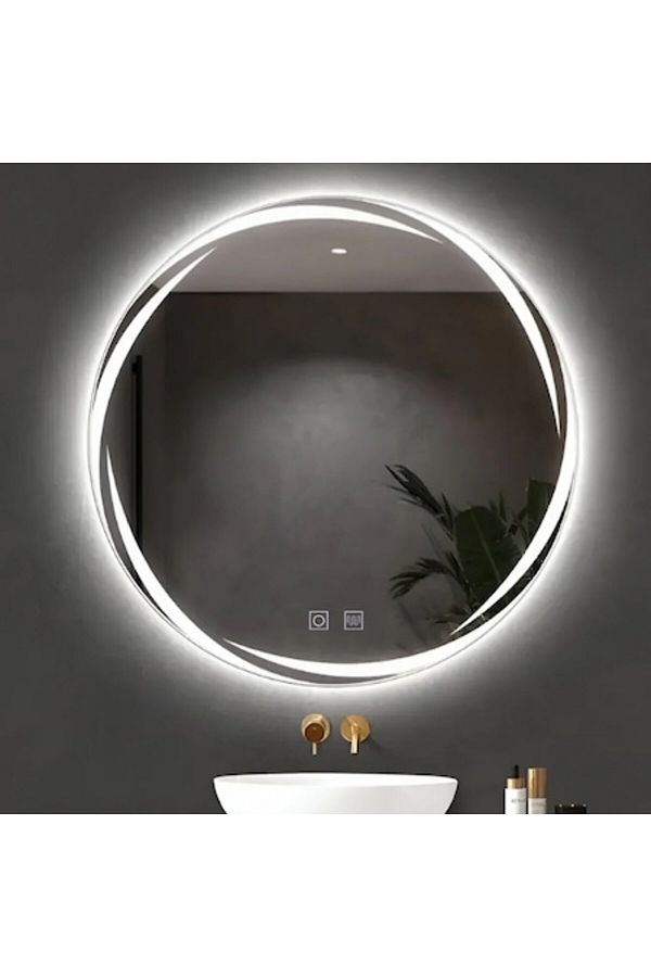 OPTIM DEKO-Bathroom Mirror, Spiral Model, LED Lighting with Touch and Demisting System 60x60cm 1
