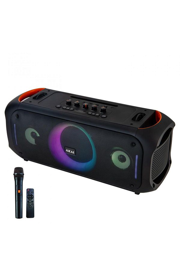 AKAI-Portable speaker with wireless microphone and remote control, Bluetooth 5.3, power 80W, power e 1