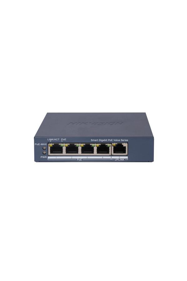 Hikvision-Switch PoE DS-3E1505P-EI/M, 4 × Gigabit PoE port,1 × Gigabit RJ45 port, Total PoE Pow 1