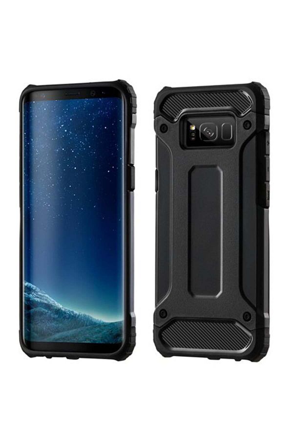 SKYDDAR INNOVATION-Carcasă pentru Samsung Galaxy S8 Plus, Hybrid Armor, Margini cauciucate, Rezistentă la șocuri, set autocolante, Negru 1