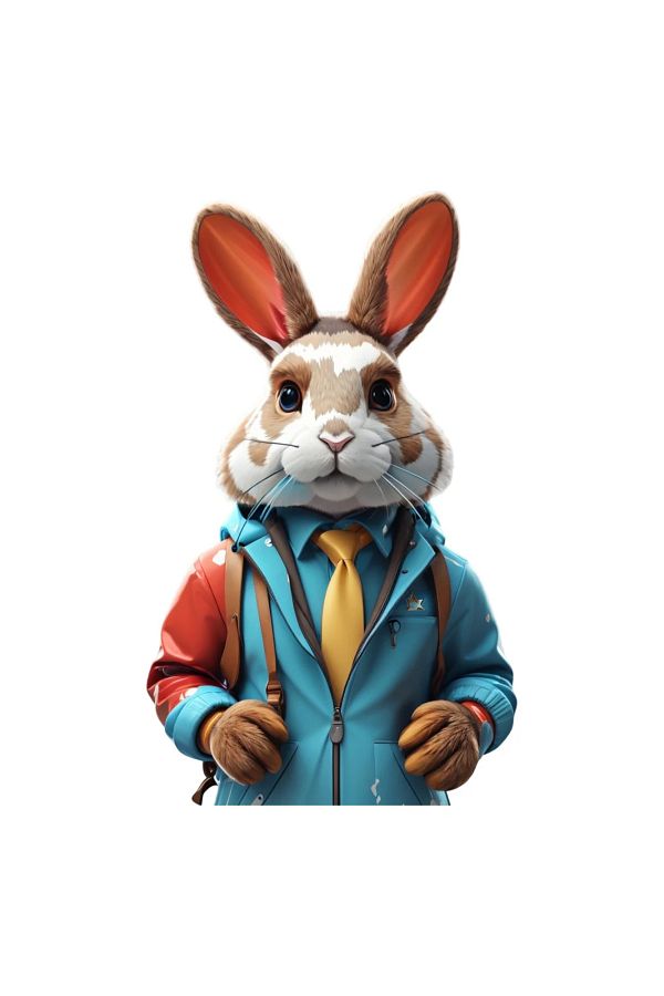 INOVATIX-Set of 8 pieces, Sticker Rabbit with jacket, INOVATIX®. 6 cm 1