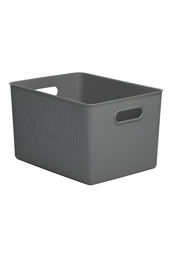 Tatay-Impact Resistance Vertical Wavy Design Rectangular Multipurpose Storage Basket in Anthracite Grey 1