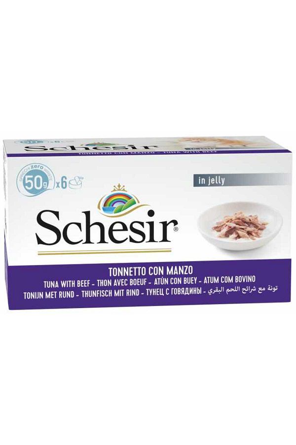Schesir-Schesir Cat Multipack Tuna with Beef 6x50g can Pack of 2 1