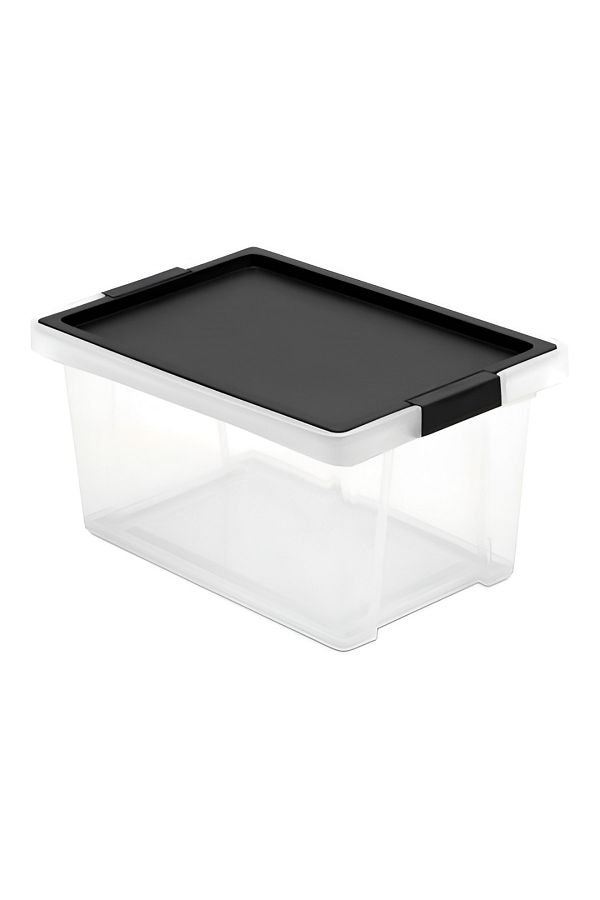 Tatay-Hinged Handle Multipurpose Stackable Storage Box with Lid Black and Clear 15 Liter 1