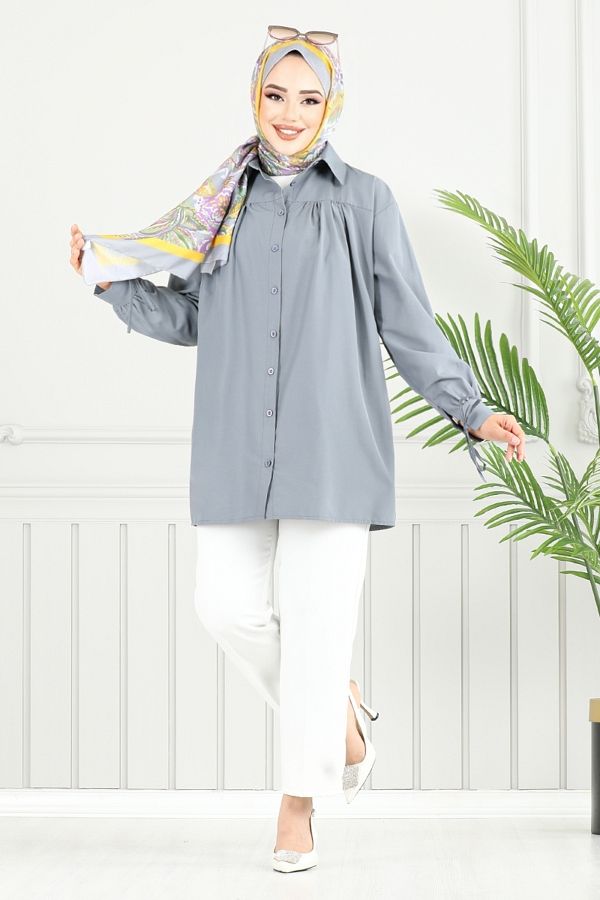 ModaMerve-Front Buttoned Tunic 4101Pm1063-M Anthracite 1