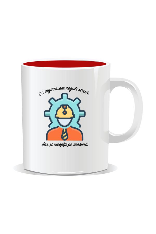OEM-Personalized mug with messages for engineers, As an engineer I have strict rules - Red interior 1