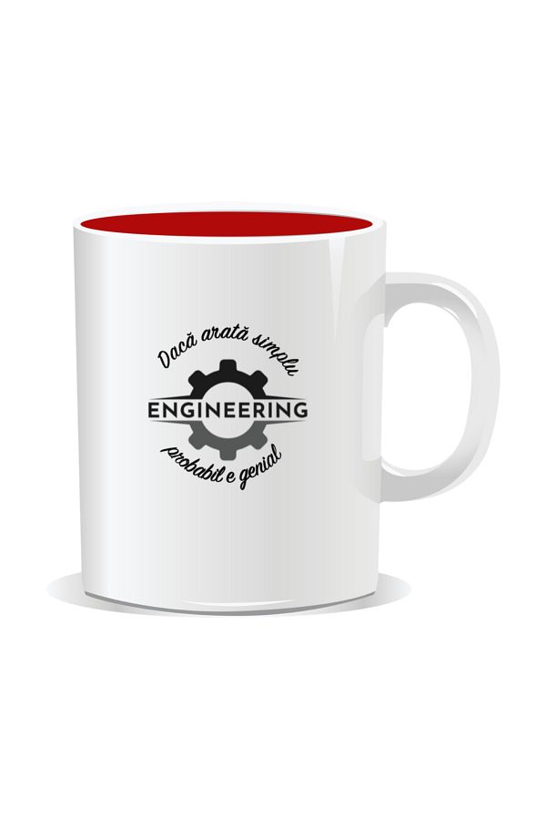 OEM-Personalized mug with messages for engineers, If it looks simple, it's probably brilliant - Red interior 1