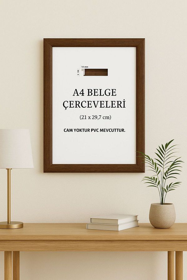 asel sanat-A4 Frame - Document Certificate License Tax Sheet Frame Pvc Glazed Brown 1