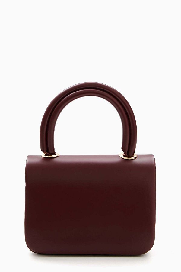 wecre8-Maroon Mini Top Handle Bag with Chain Strap by WECRE8 1