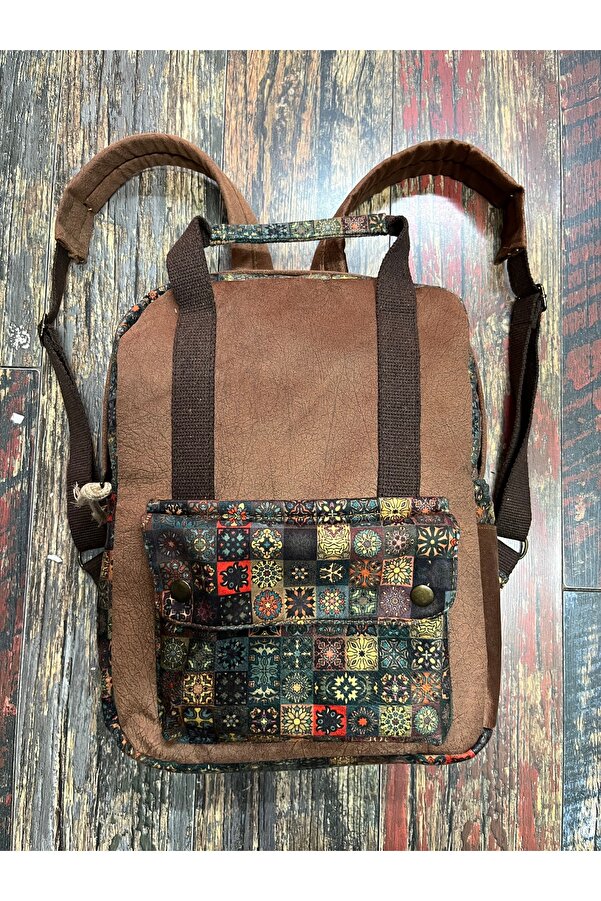 street&bagdnz Etnik Otantik Su Geçirmez Laptop Bölmeli Taşıma Kollu Sırt Çantası