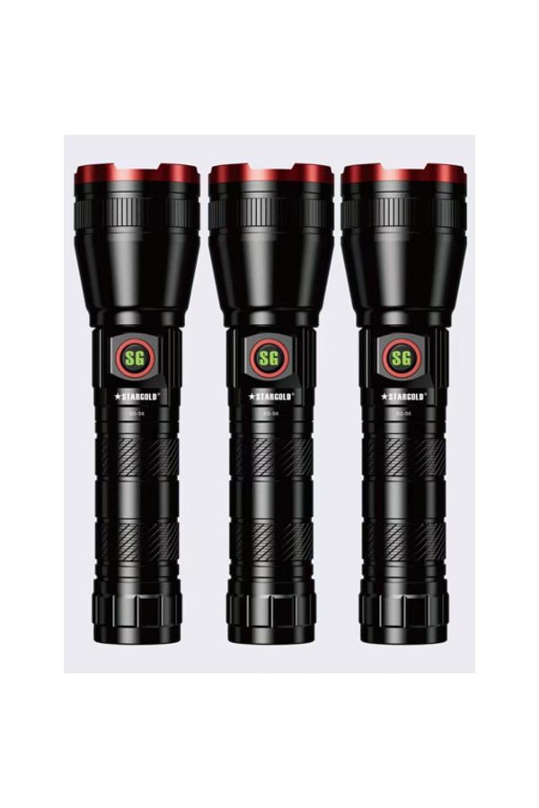 Generic-STARGOLD 3-in-1 Rechargeable Flashlight Set, Laser Beam, 400m Range, LED Torch 1