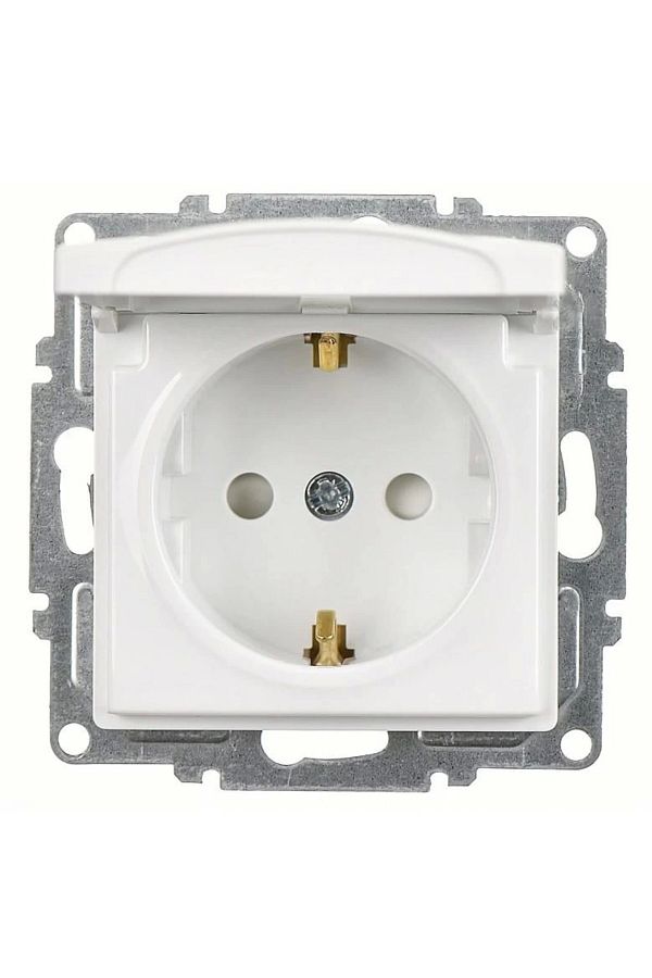 AC BOX-Visage white grounded covered socket child protected frameless - compatible frame for socket and switch 1