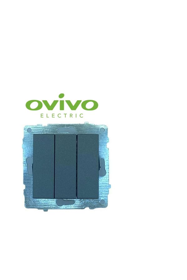 Enseb-Smoked triple switch frameless grano - compatible frame for socket and switch 1