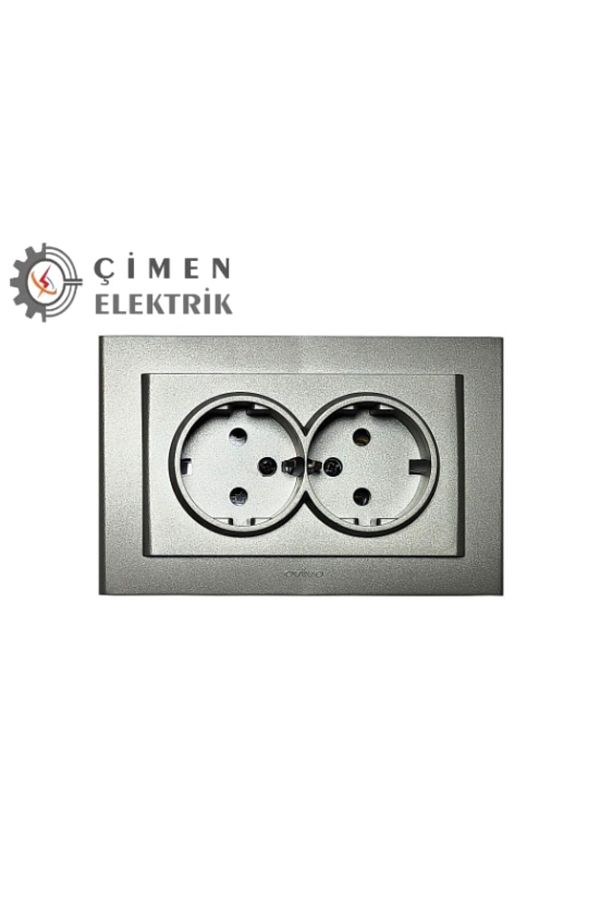 LiderGlobal-Anthracite double grounded socket frame - compatible frame for socket and switch 1