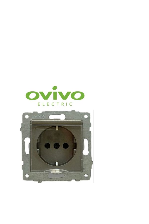 Enseb-Anthracite grounded covered socket frameless grano - compatible frame for socket and switch 1