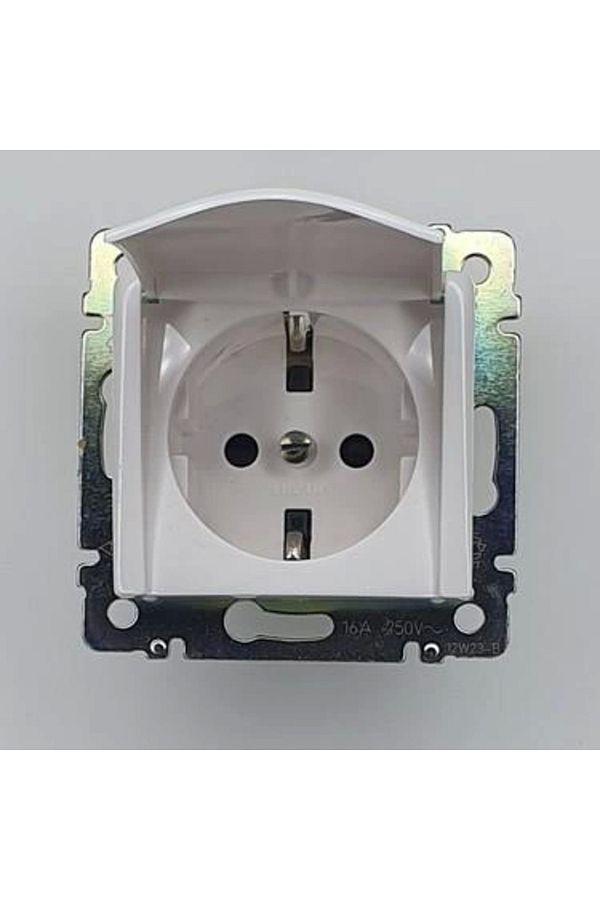 AC BOX-White cap grounded socket frameless - compatible frame for socket and switch 1
