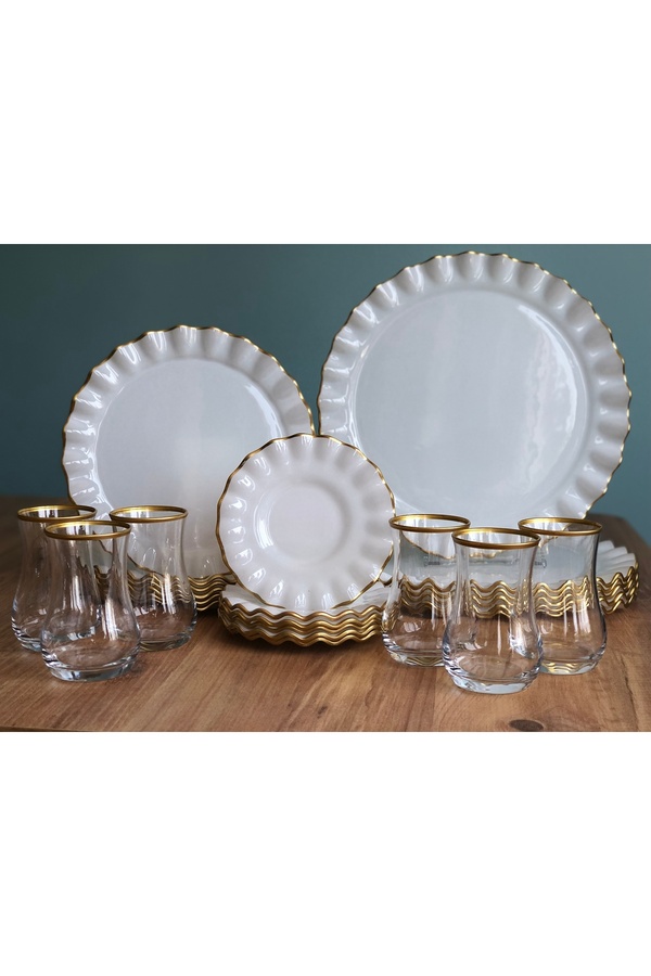 B&M-Isabella Patterned Curved 24 Piece Breakfast Set 1