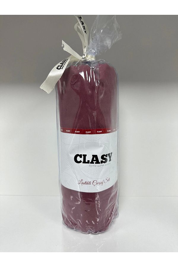 Clasy-Ranforce Single Elastic Sheet Set - Plain Claret Red 1