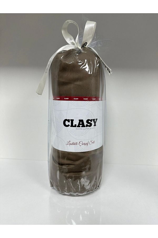 Clasy-Ranforce Single Plain Brown Sheet Set - Elastic 1